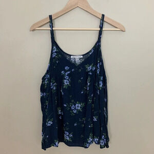 Aeo • Blue Floral Cold Shoulder Blouse